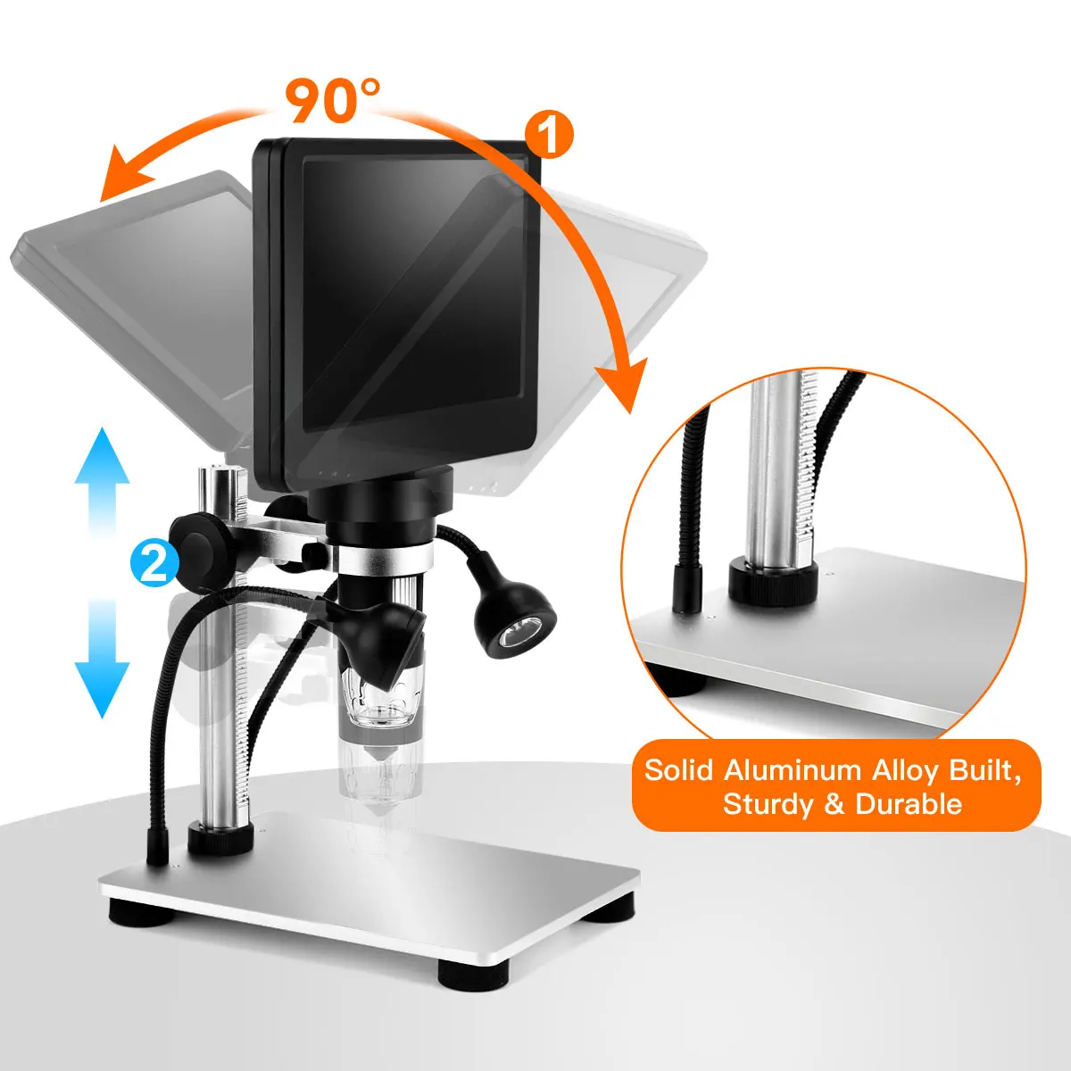 TOMLOV-microscopio Digital profesional DM9, pantalla ajustable LCD de 7 \