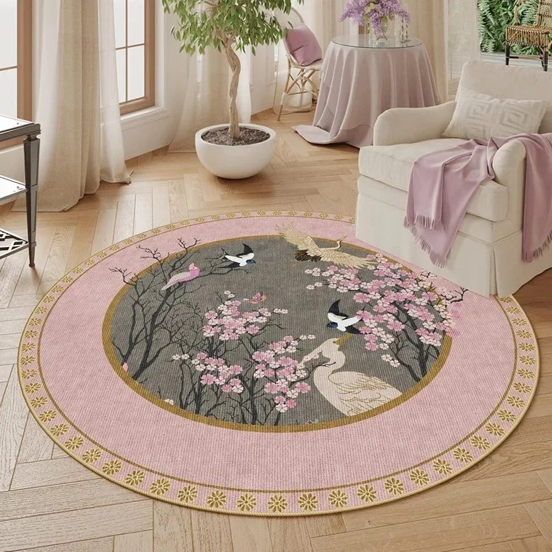 Purple Round Living Room Carpets Palace Style Luxury Girls Bedroom Rug Home Decoration Advanced Flannel Coffee Table Floor Mat