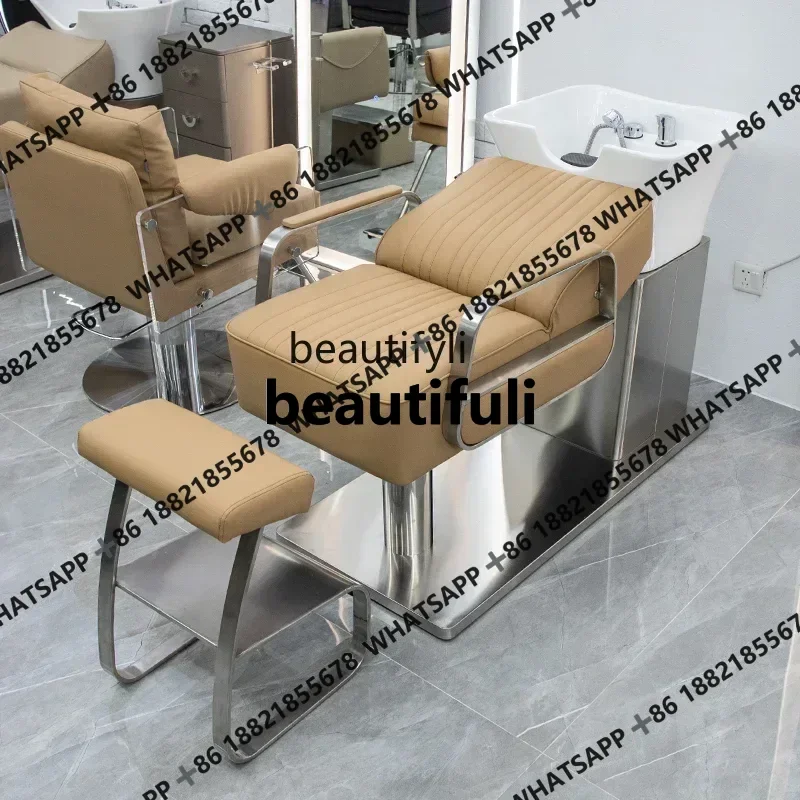 Shampoo Chair for Hair Salon Flushing Bed Thai Lying Completely Ceramic Basin Half-Lying Bed Massage Couch