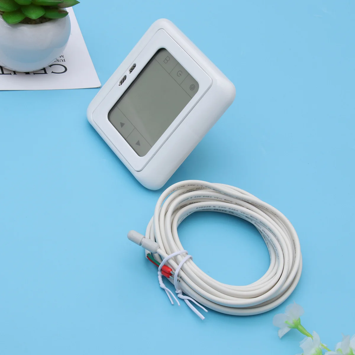 

Programmable Digital Heating Thermostat Touch Screen Underfloor Electric Heating System Controller Add 3 Meters External Probe