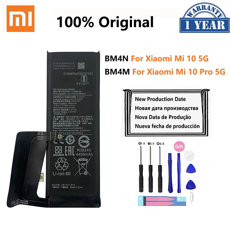 100% Оригинальный аккумулятор BM4M BM4N для Xiaomi Mi 10 Pro 5G Xiaomi 10Pro Mi10