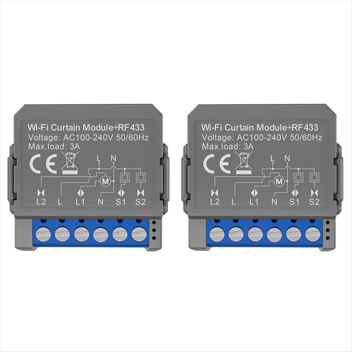 N86R 2Pcs Tuya WiFi Smart Curtain Switch Module with RF433 Remote for Roller Shutter Blinds Motor Work with Home