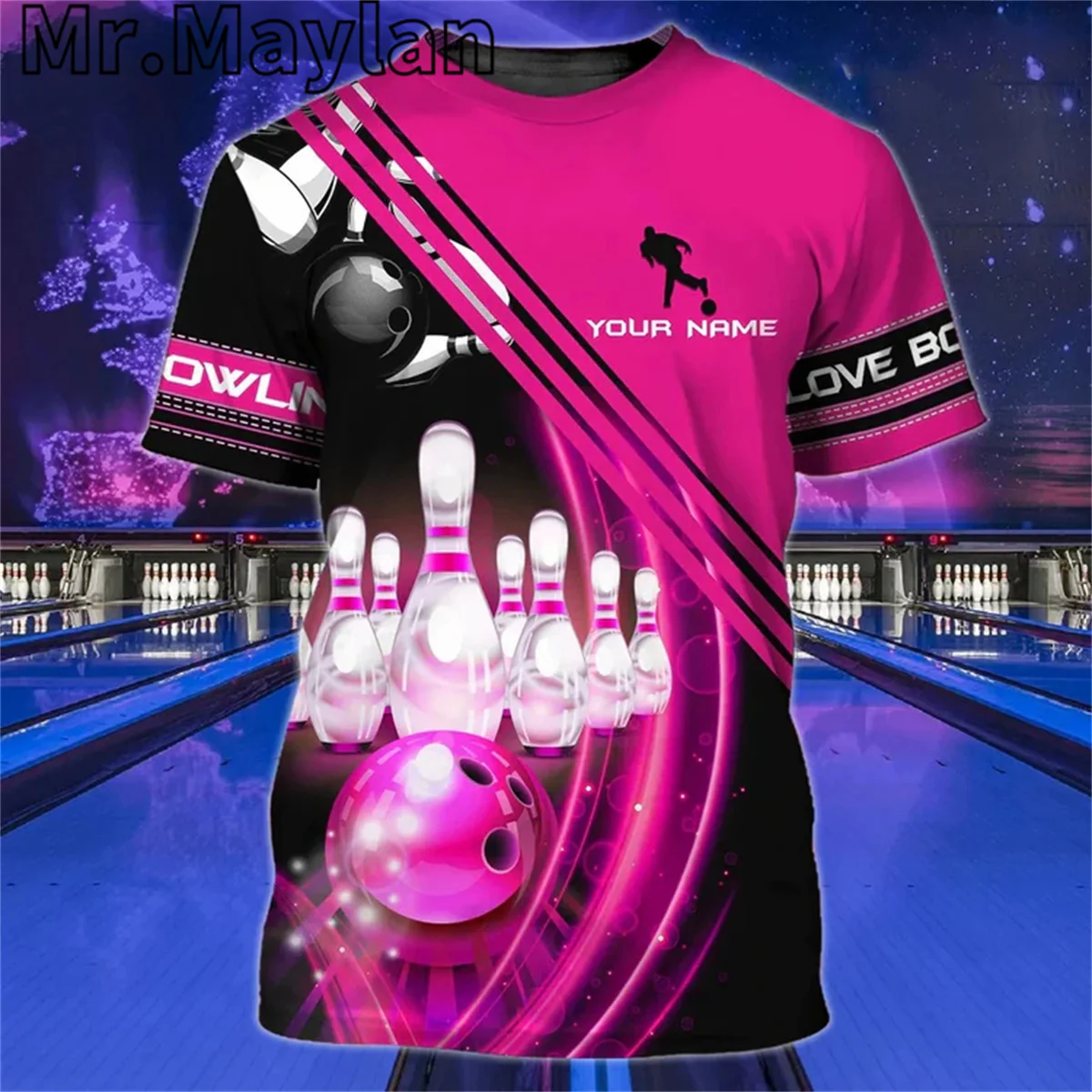 Personalized Pink Bowling Tshirt Men Women 3D T Shirt For Bowling Team Unifrom Street Gift for Bowling Lovers Unisex Tee Tops-33