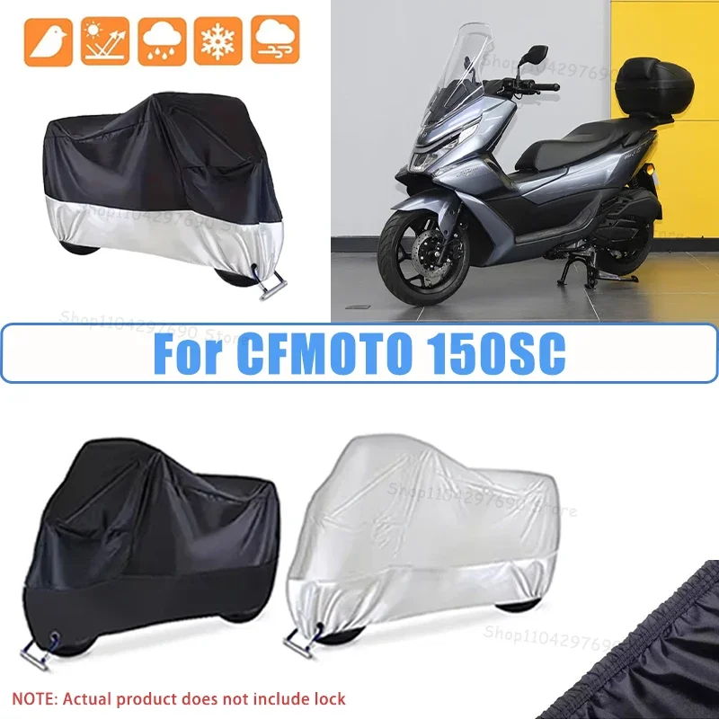 210D Oxford Motorcycle Cover Waterproof All Season UV Protection For CFMOTO 150SC Anti-Tear Windproof Motorbike Cover