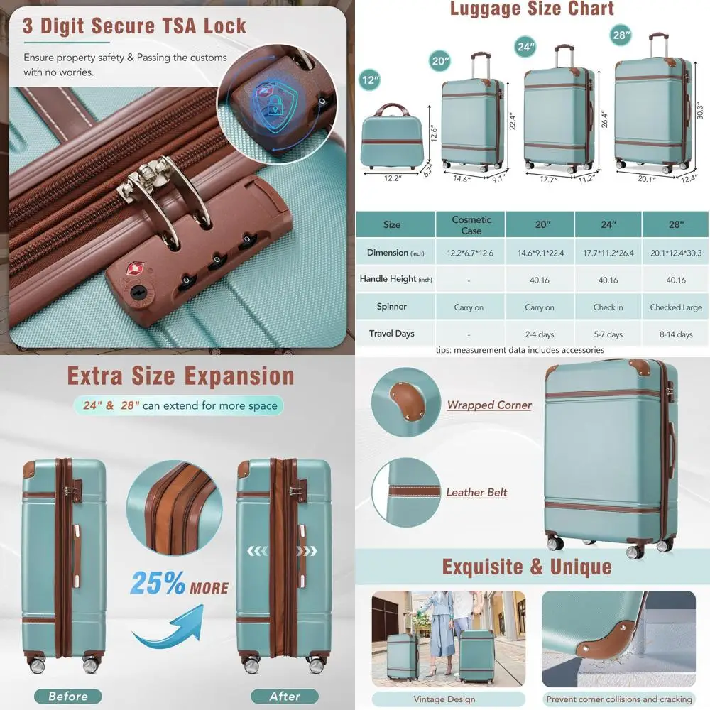 

Набор чемоданов из 4 предметов с замком TSA для надежных путешествий