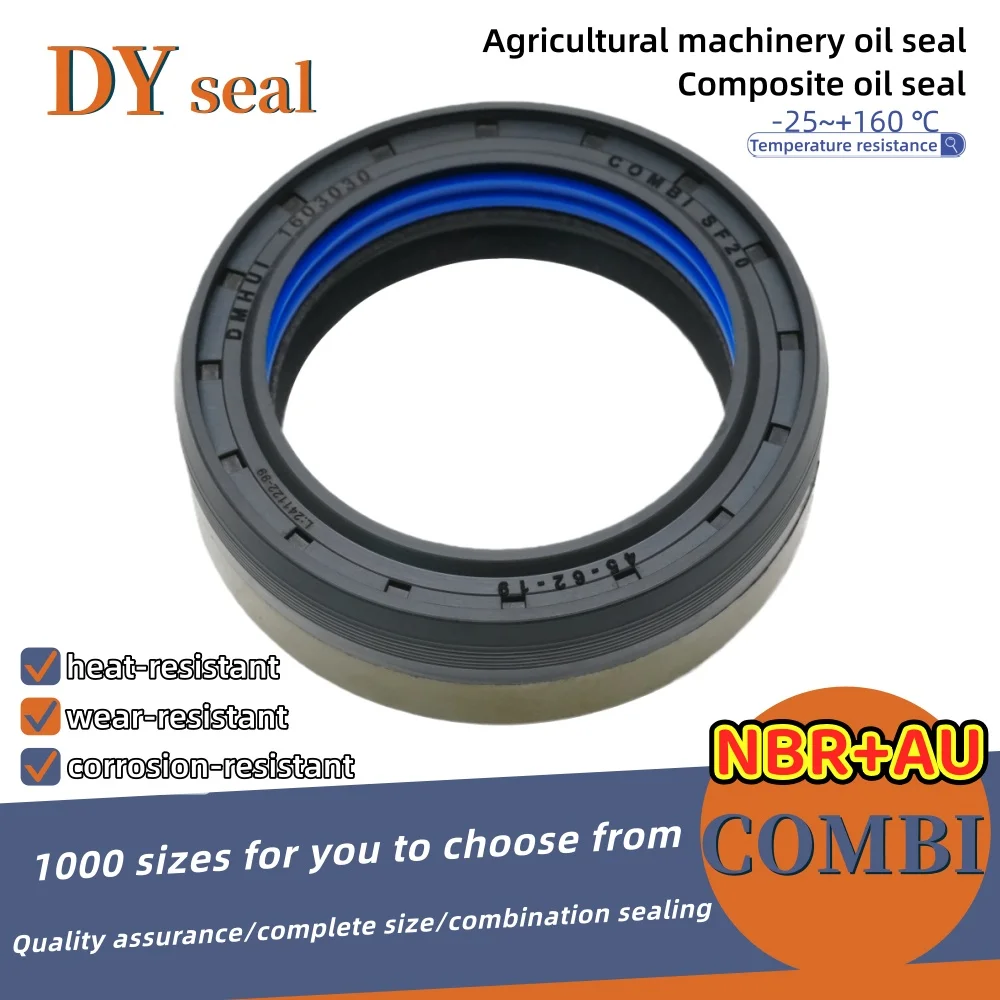 Composite Oil Seal 45*62*19mm COMBI SF20 NBR+AU Construction Machinery Seal O-Ring Tool ISO 9001:2008 Auto Tool Kit Oring