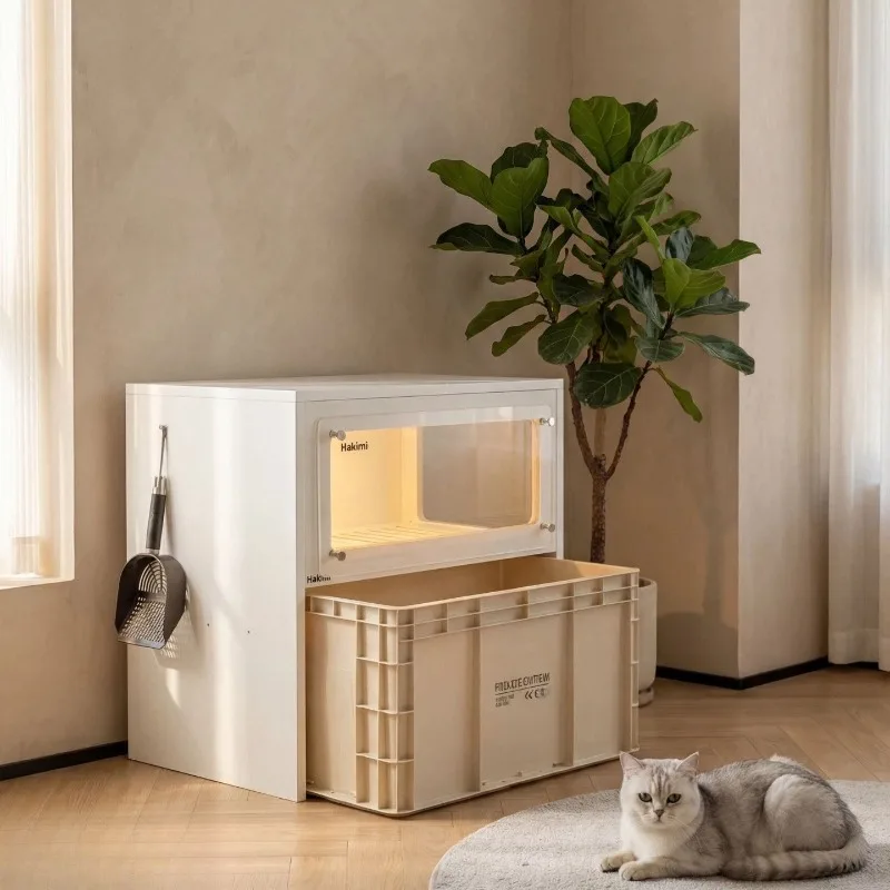Factory direct sales, cat toilet double-layer three-dimensional cat litter cabinet,oversized anti-outside cat litter box cabinet