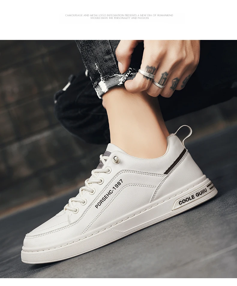 Herren Slip-On Freizeitschuhe für alle Jahreszeiten, neue atmungsaktive, leichte, weichsohlige Outdoor-Flachschuhe, Studenten-Whiteboard-Schuhe – Detail 12