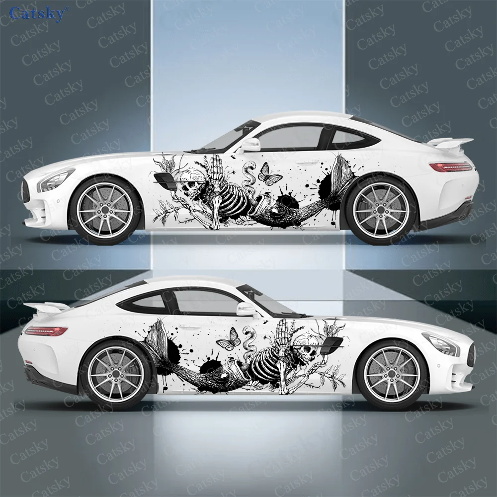 

Skeleton Mermaid Unique Car Vinyl Wraps Decal Self-adhesive PVC Sticker Suitable for Trucks SUV Decoration Auto Accessories Gift