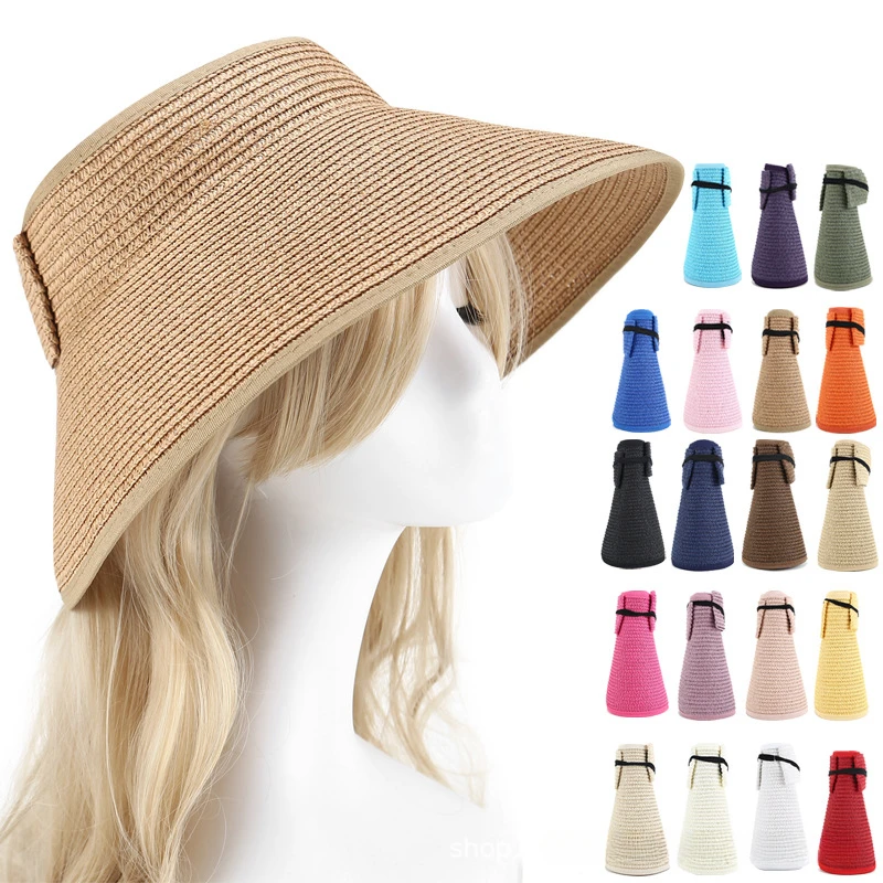 Sun Protection Beach Hats for Woman Foldable Design Beautiful Simple Straw Hat Summer Travel Outdoor Sun Hat