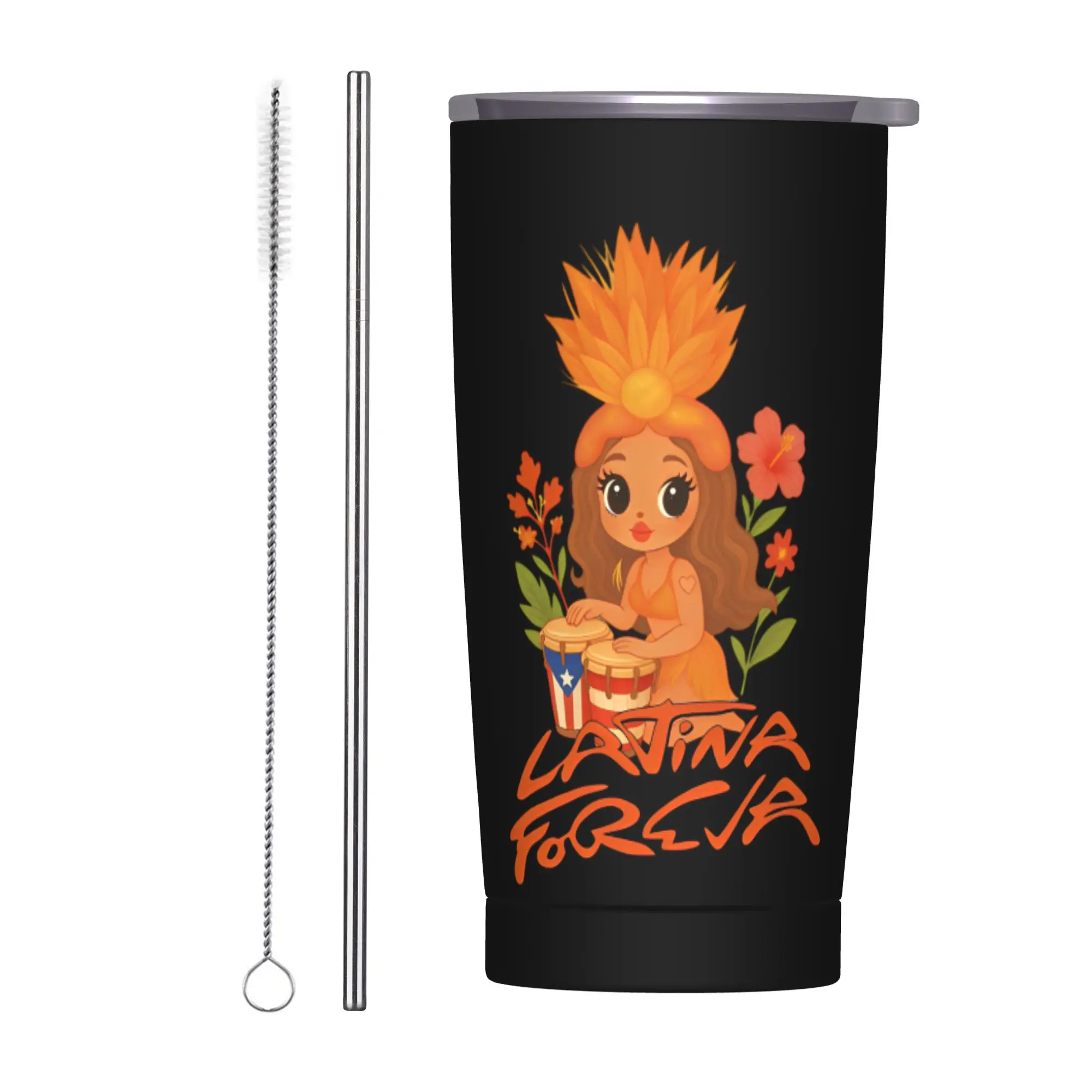 Stainless Steel Tumbler Karol G Tropicoqueta Album Coffee Mug  Insulated Cold and Hot Car Mugs Beach Water Bottle