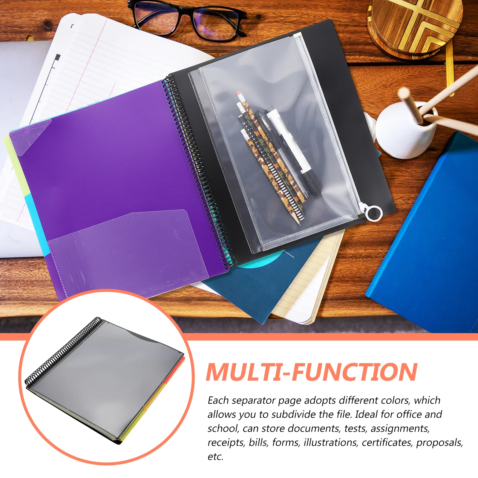 

Coil Notebook Bound Folder Documents ganizer Pp Plastic Papers File Container Office School Storage