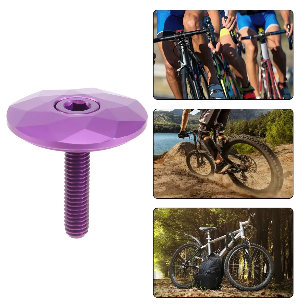 Bicycle Headset Cap MTB Road Bike Stem Headset Top Cap Cover with Screw for 28.6mm Fork Head Tube,Purple