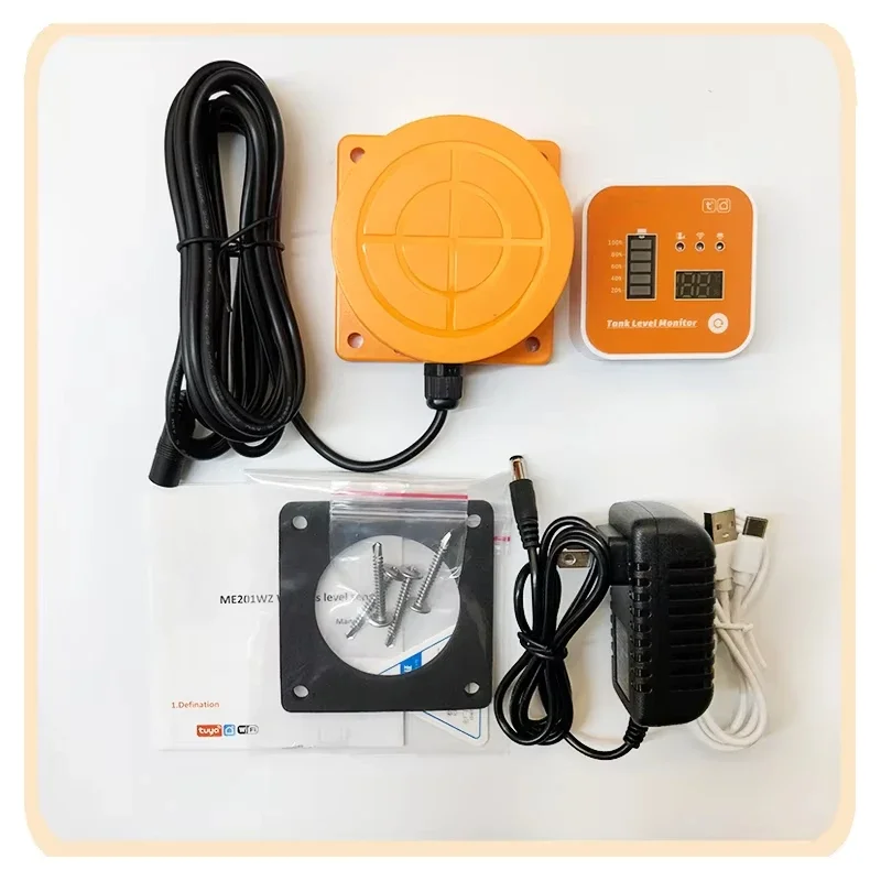 ME201R Wireless LCD Display Fuel Water Tank Liquid Level Meter Height Alarms Clock Sensor Liquid Level Monitors