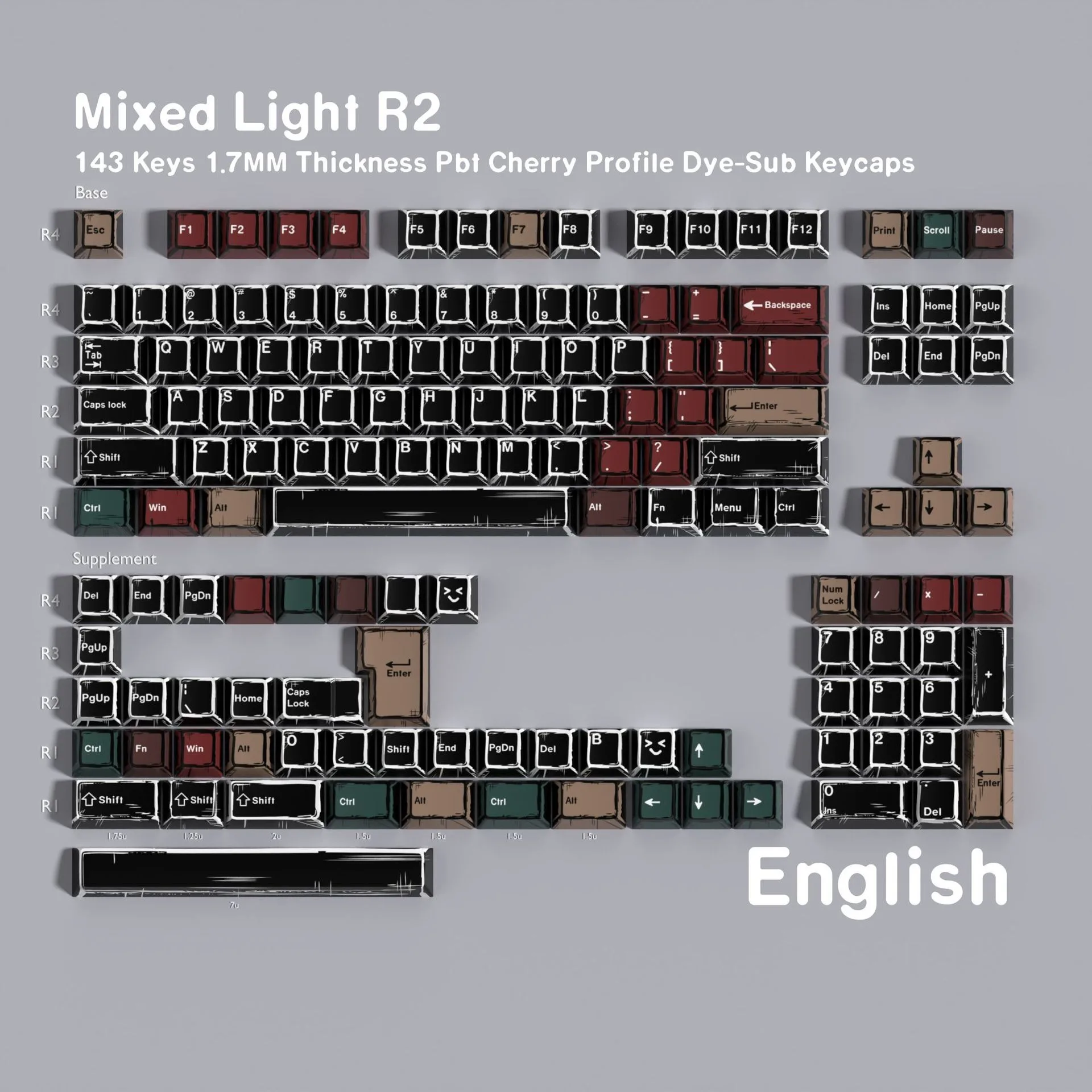 Spanish French Japanese Russian German Korean Abnt2 Cherry Profile PBT Mechanical Keyboard Keycaps Comic keycap ISO Enter 7U DIY