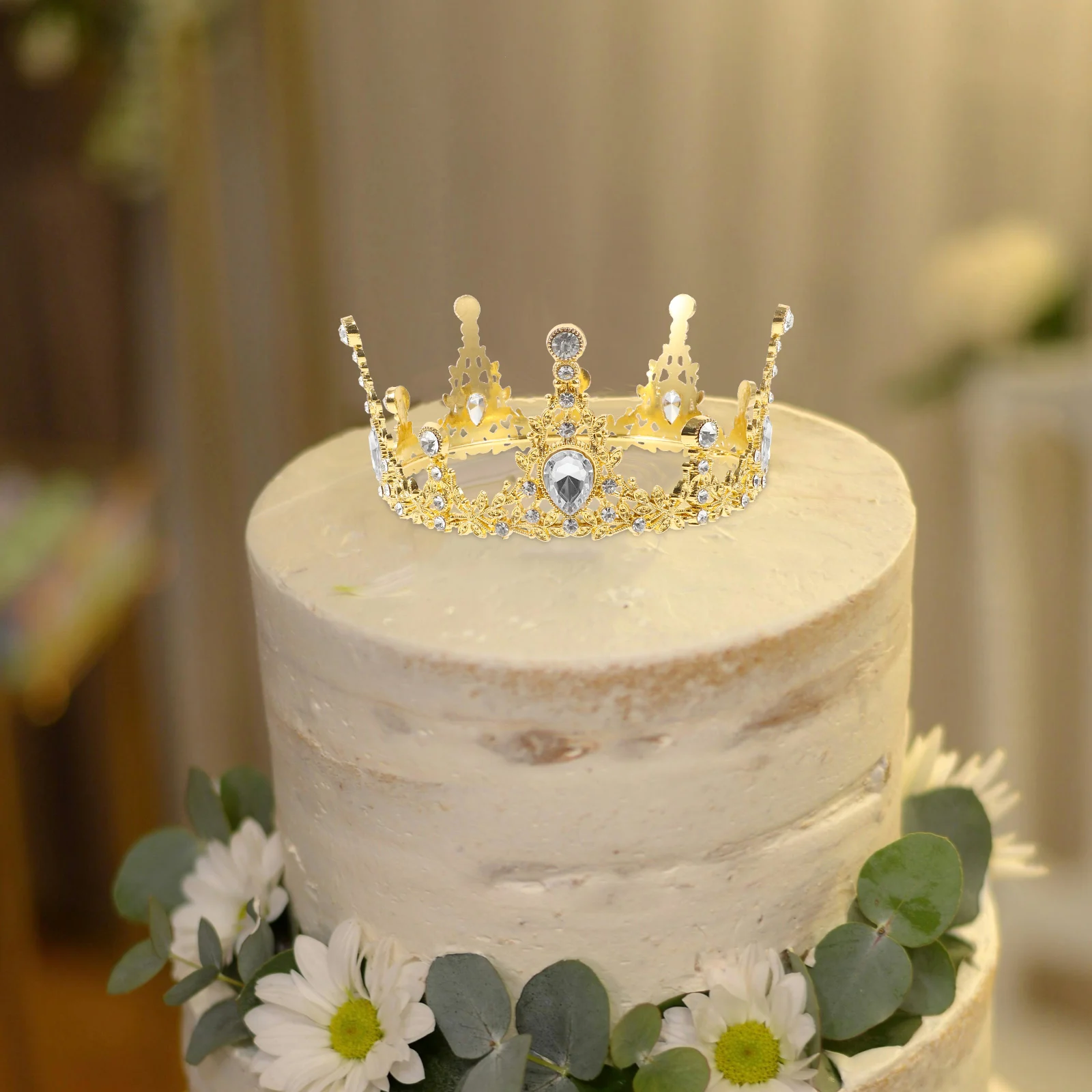 

Crown Cake Topper HG054 Golden Birthday Wedding Party Decoration Rhinestone Crown Ornament Cake Decor Accessories