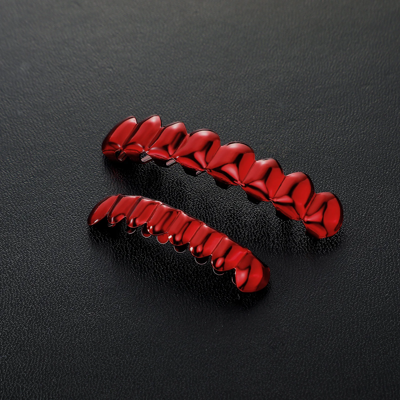 TOPGRILLZ Red Mirror Hip Hop Grillz Set 2Pcs 8 Teeth Top Bottom Grills Y2K Party Cosplay Teeth Halloween Jewelry Men Women - view 4