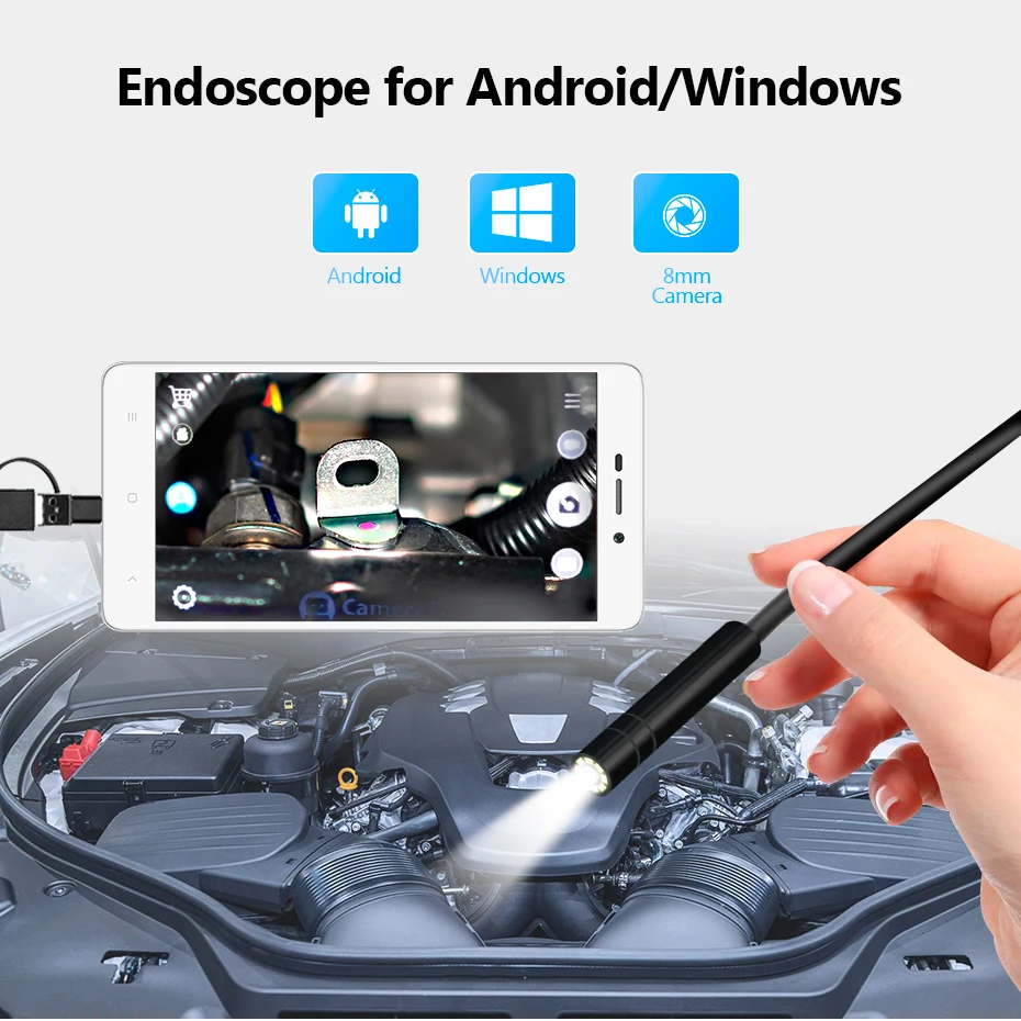 KERUI Mini Endoscope 3 IN1 Micro USB Type C Borescope Waterproof  Sewer Industrial Pipeline LED Car Inspection For Android PC