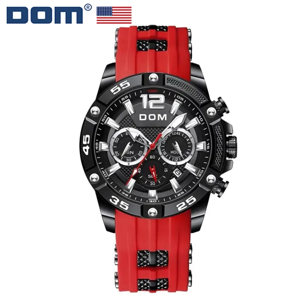 DOM Chronograph Luxry For Men High Quality Brand Sports Men's Wrist Night Readingmens Big Dial Watch