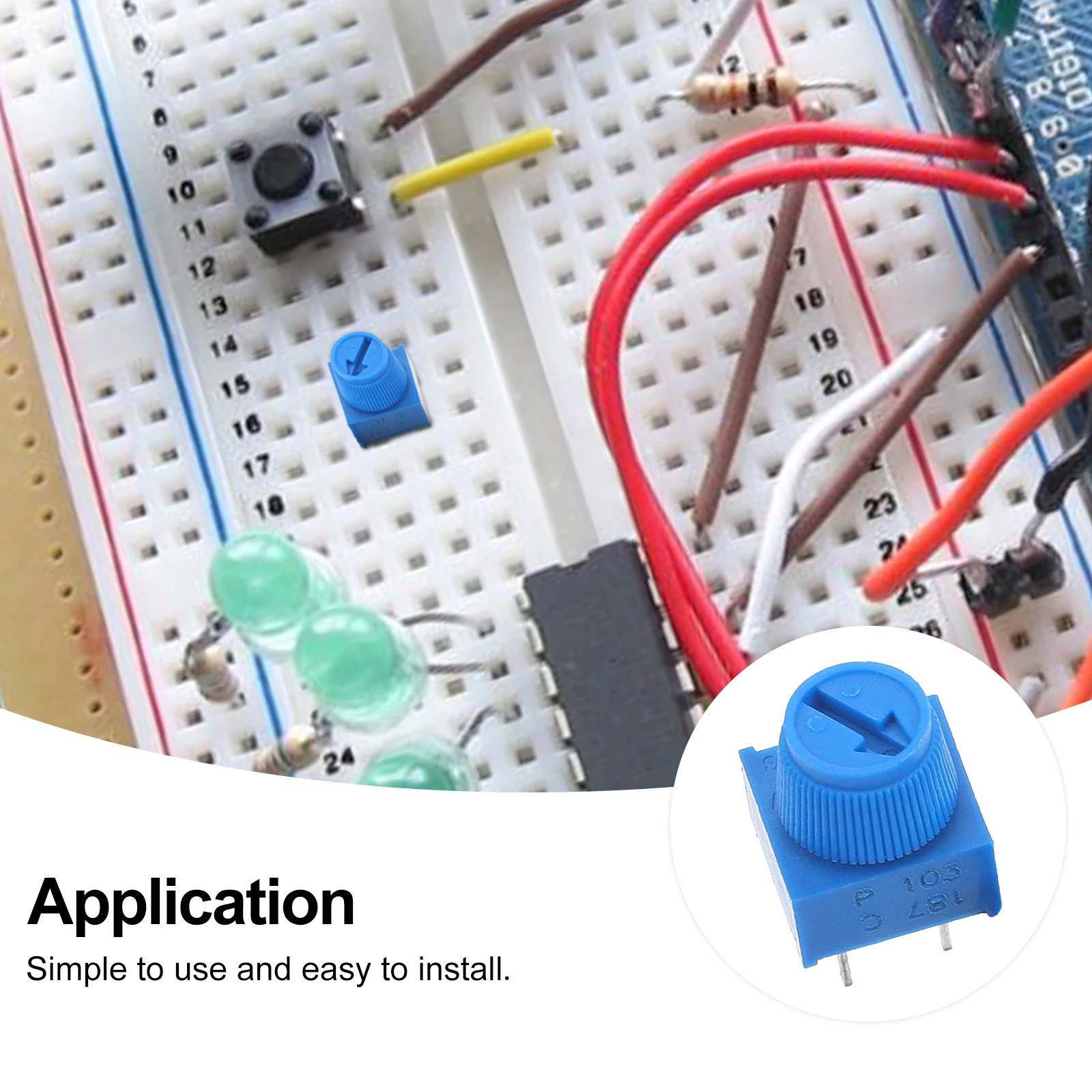 

10 Pcs Potentiometer Durable Through Hole Trimmer Resistors Adjustable Breadboard Prototyping Metal Resistive