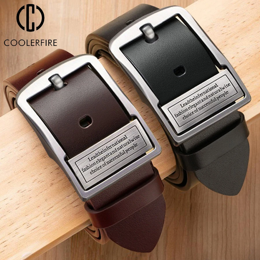 New Leather Men's Belt Fashion Metal Alloy Pin Buckle Adult Luxury Brand Jeans Business Casual Waist Male Strap Brand