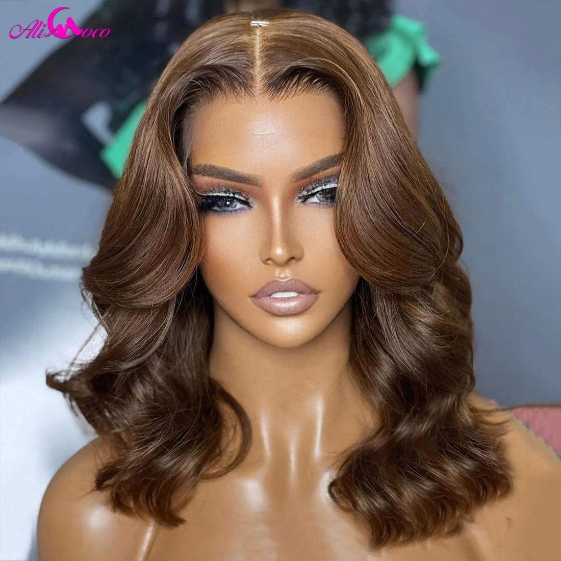 

Brown Bob Wig Human Hair 13x4 Lace Frontal Bob Body Wave Wig 180 Density HD Lace Front Wigs Human Hair Bob Wigs for Women