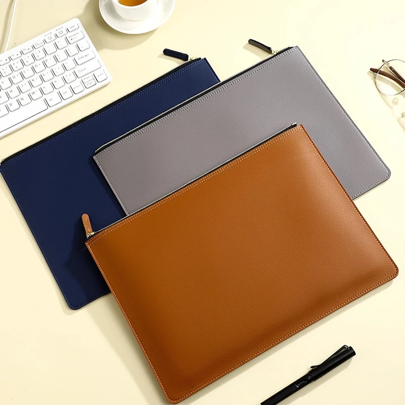 حافظة مستندات جلدية تنفيذية: منظم بسحاب مقاس A4 ممتاز - هدية مثالية للشركات للمحترفين والعملاء