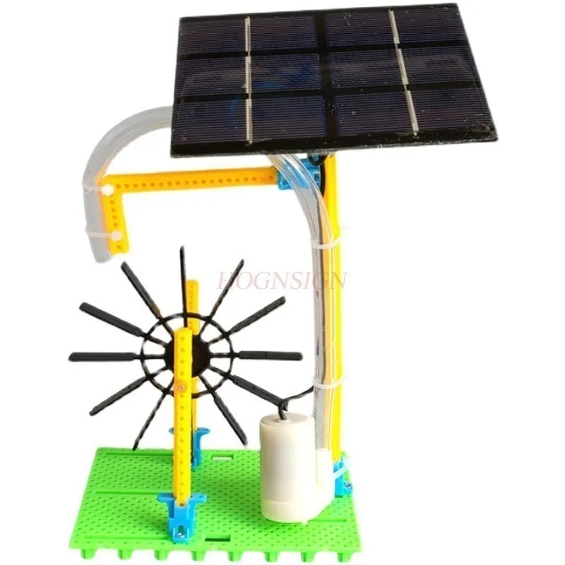 1 set DIY solar water wheel model water park photovoltaic small power generation water wheel handmade material