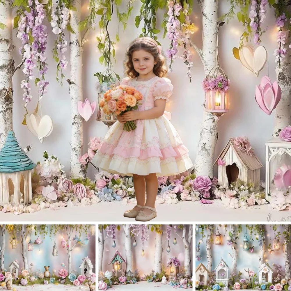 

Spring Easter Photography Background Boho Floral Forests Kids Birthday Cake Smash Portrait Decor Backdrop Photo Studio Props