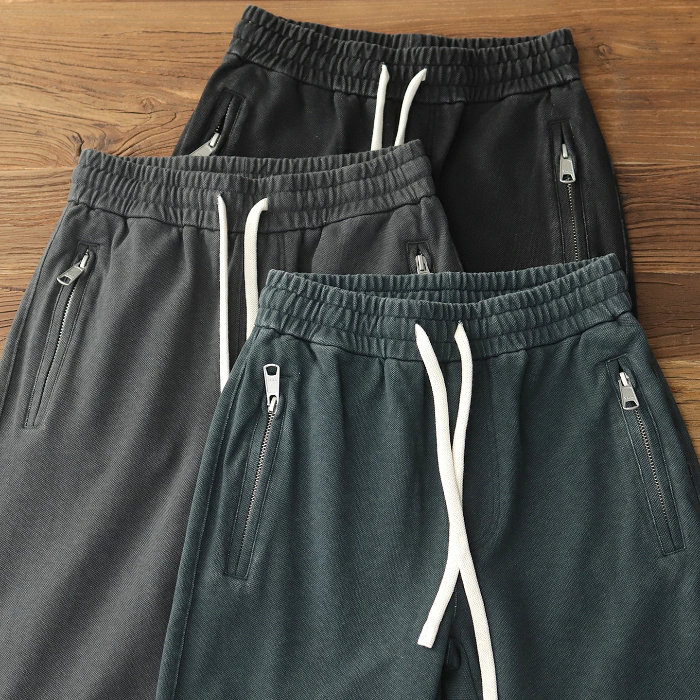 

Вязаные леггинсы из плотной сетки, спортивные штаны, мужские флисовые потертые повседневные спортивные штаны в стиле ретро с карманами на молнии и небольшими ногами