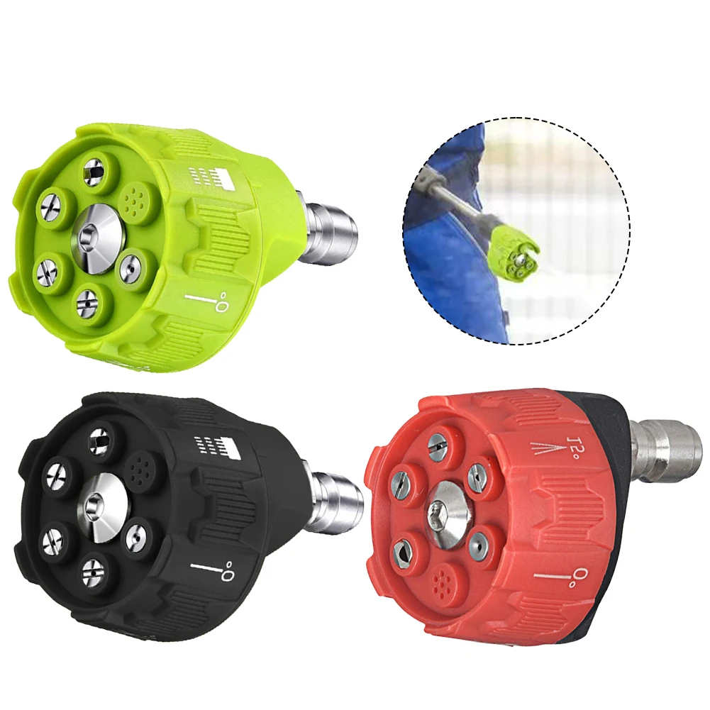 3Pcs 6 In 1 Pressure Washer Nozzle Tips Mutiple Degrees Quick Change Over Adjustable 1/4'' Quick Connector For Pressure Washer