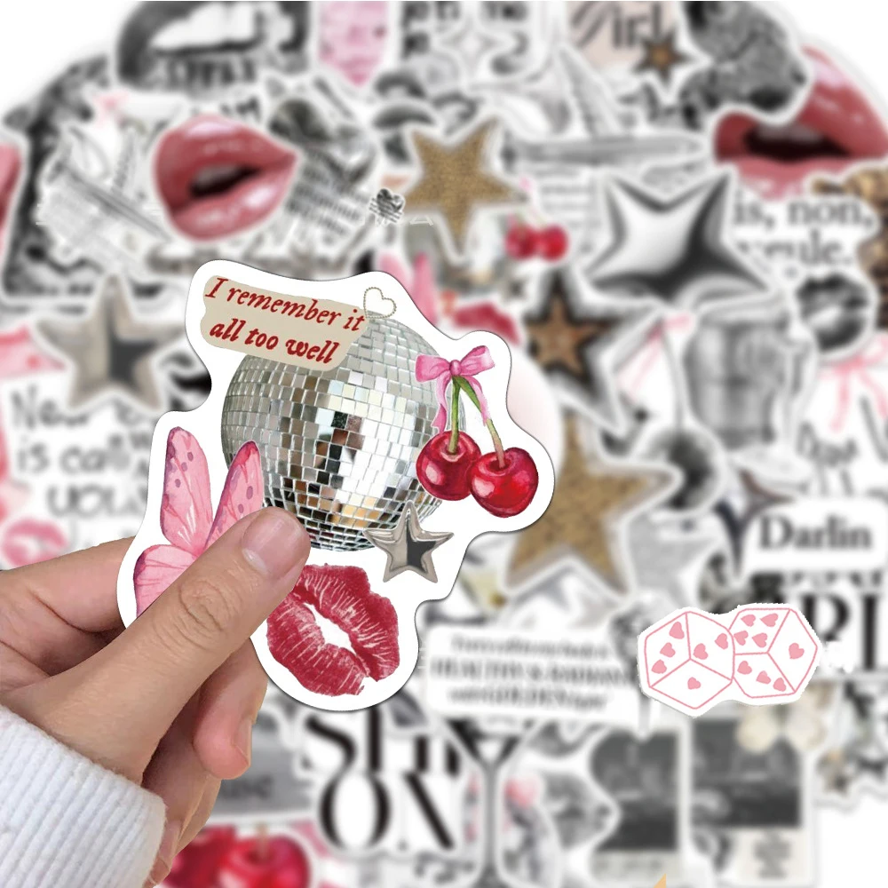 

10/30/50pcs Cartoon Y2K Silver Lucky Girl Aesthetic Stickers Decals for Guitar Suitcase Laptop Cool Decoration Sticker Kids Toys