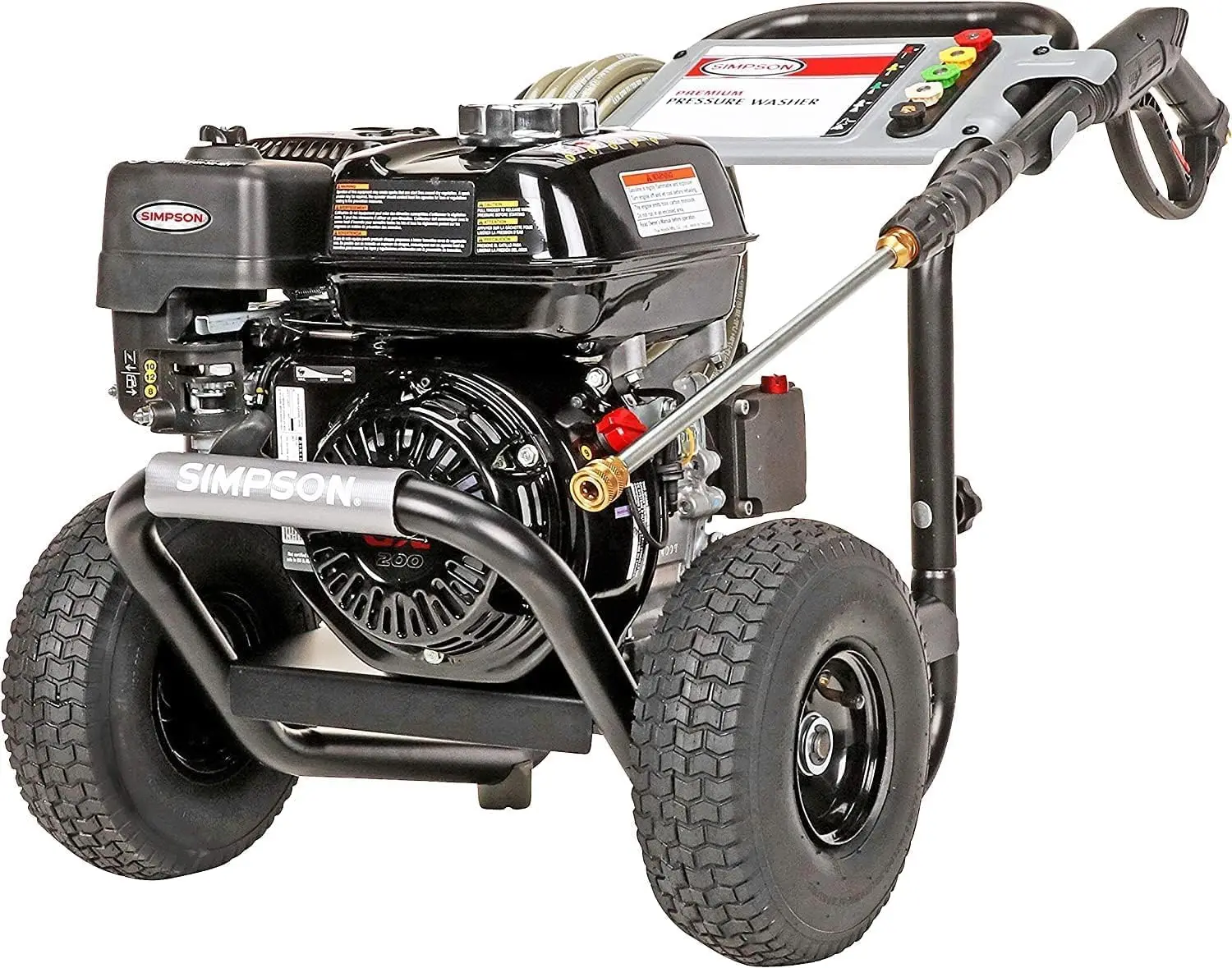 

Air Pressure Washer, 2.5 GPM, GX200 Engine, Includes Spray Gun and Extension Wand, 5 QC Nozzle Tips, 5/16" x 25' MorFlex Hose