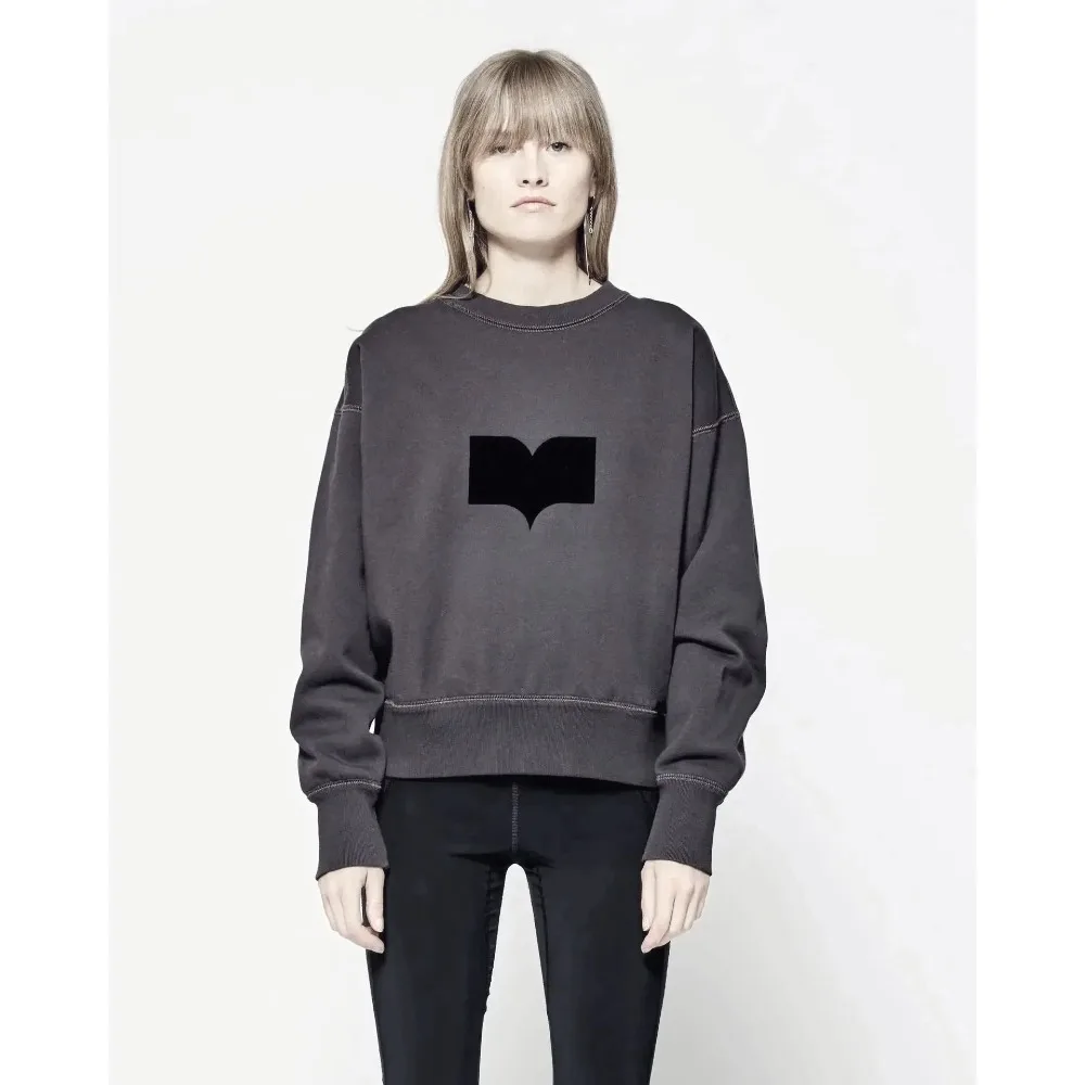 French Elegant New Cotton Jumper Fully Matched with Letter Printing Sports Style Crew Neck Sweater Loose Fleece Thermal Top