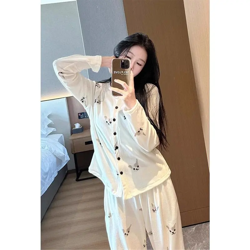 Pjs Set Pigiama da donna Pigiama in velluto tedesco Pigiama invernale caldo da donna Abbigliamento per la casa alla moda, Pigiama Set pigiama carino