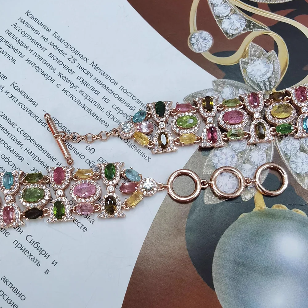 Rose Gold /Silver Color Rainbow Colorful Cubic Zirconia Bracelet for Women Girl Luxury Wedding Bangle Vintage Party Jewelry Gift