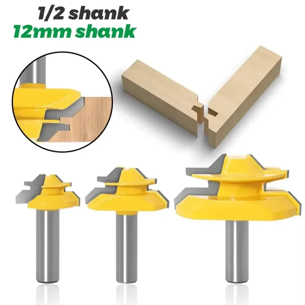 

1PC 1/2" 12.7MM 12MM Shank Milling Cutter Wood Carving 45 Degree Glue Joint Router Bits .Glue Joint Set Woodworking Tenon Cutter