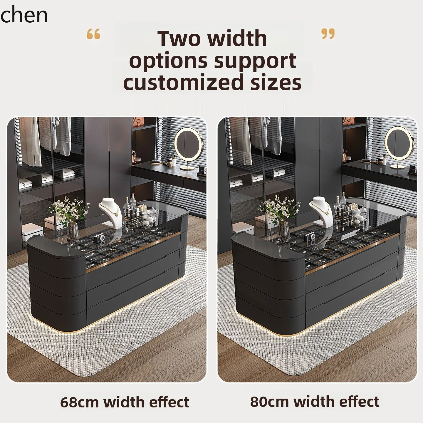 

PYH Center Island Master Bedroom Jewelry Display Cabinet Cream Style Double-Sided Chest of Drawers Storage