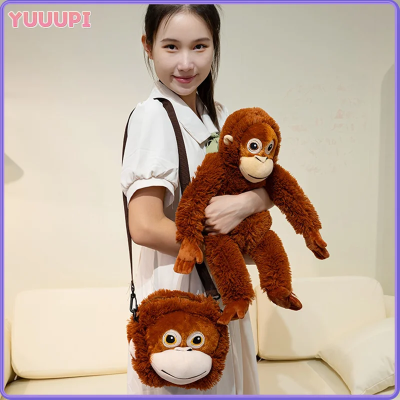 الكرتون الغوريلا ألعاب من نسيج مخملي محاكاة القرد Orangutan دمية محشوة الحيوان حقيبة الظهر غرفة ديكور الاطفال الفتيان الفتيات هدايا عيد الميلاد