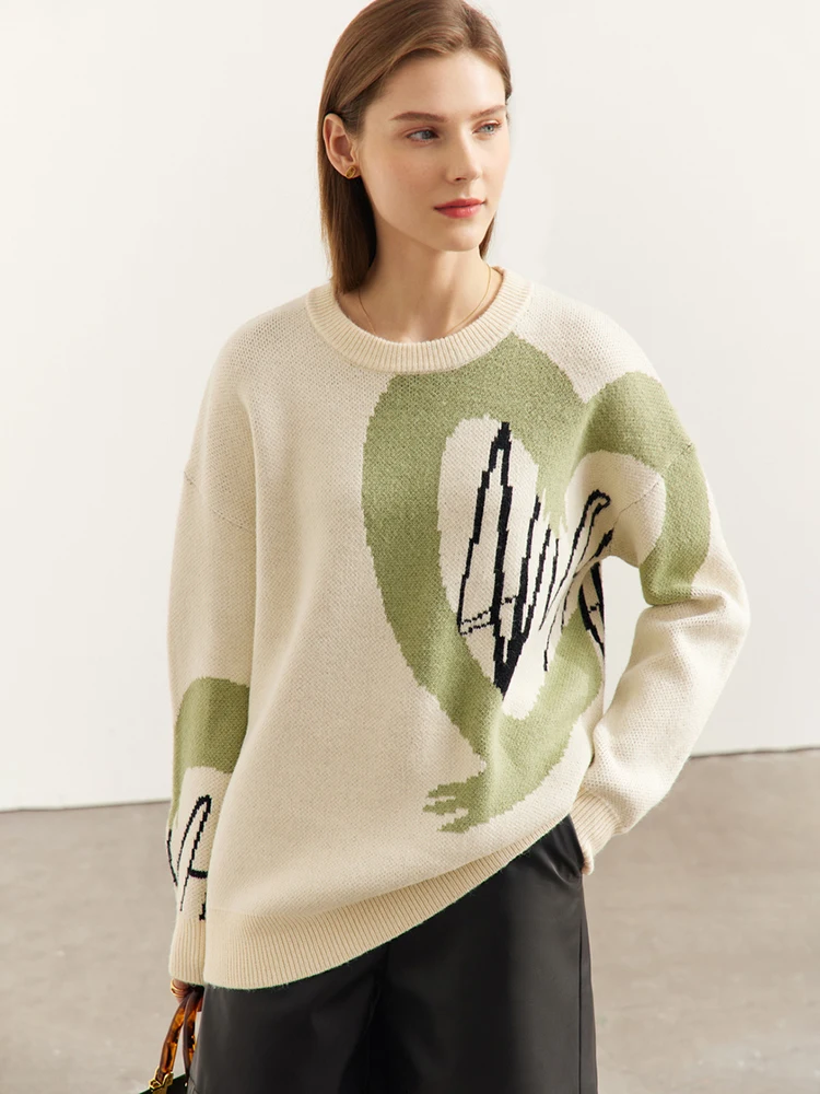 AMII Minimalism Women Sweaters 2022 New Autumn O-Neck Heart-shaped Knitted Tops Elegant Pullover Winter Female Sweater 12270296