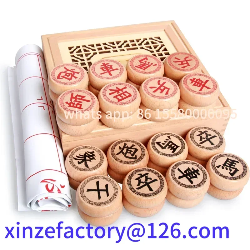

Customizable High-end Wooden Chinese Chess Large Pieces - Xiangqi Family Travel Board Game Set