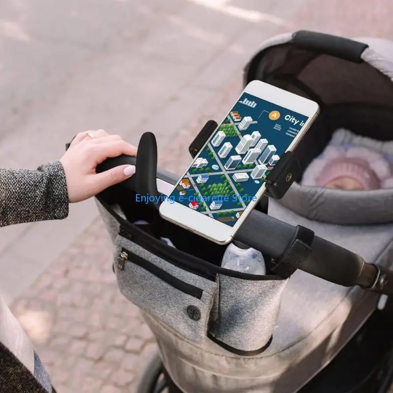 Verstellbarer Handyhalter für Kinderwagengriffe mit Hochformatansicht Y4QF – Detail 5