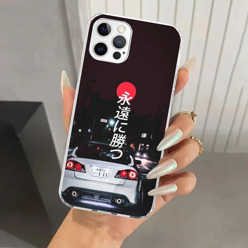 JDM Type R Civic Sport Car Phone Case for Iphone 16 15 14 13 12 Mini 11 Pro Max X XS XR 7 Plus 8 SE 2020 Soft Funda Print Shell