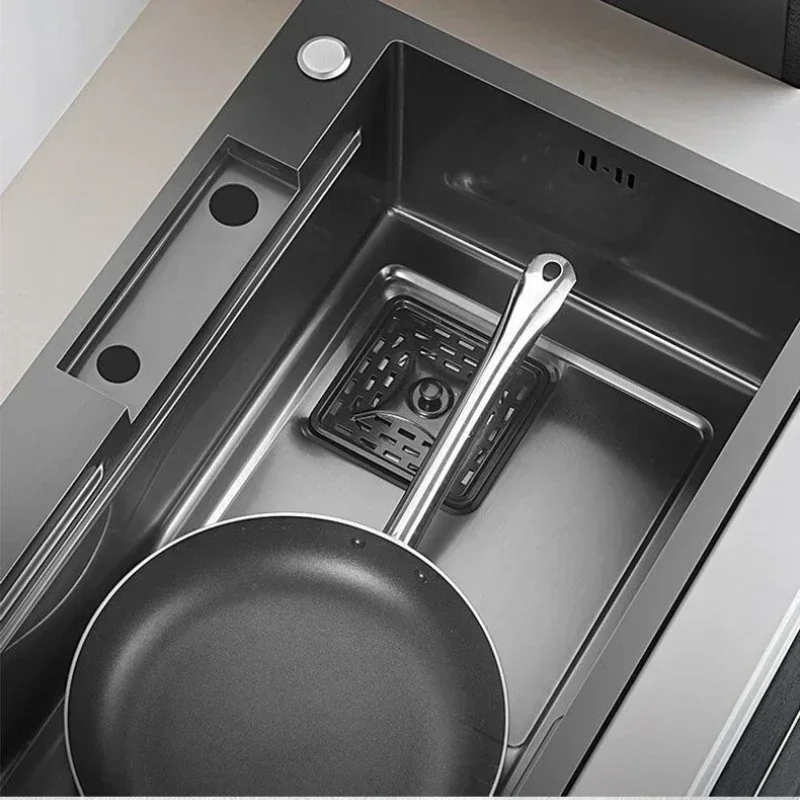 Kitchen Sink 304 Stainless Steel Household Multi-functional Nano Kitchen Waterfall Sink Vegetable Basin Large Single Accessories