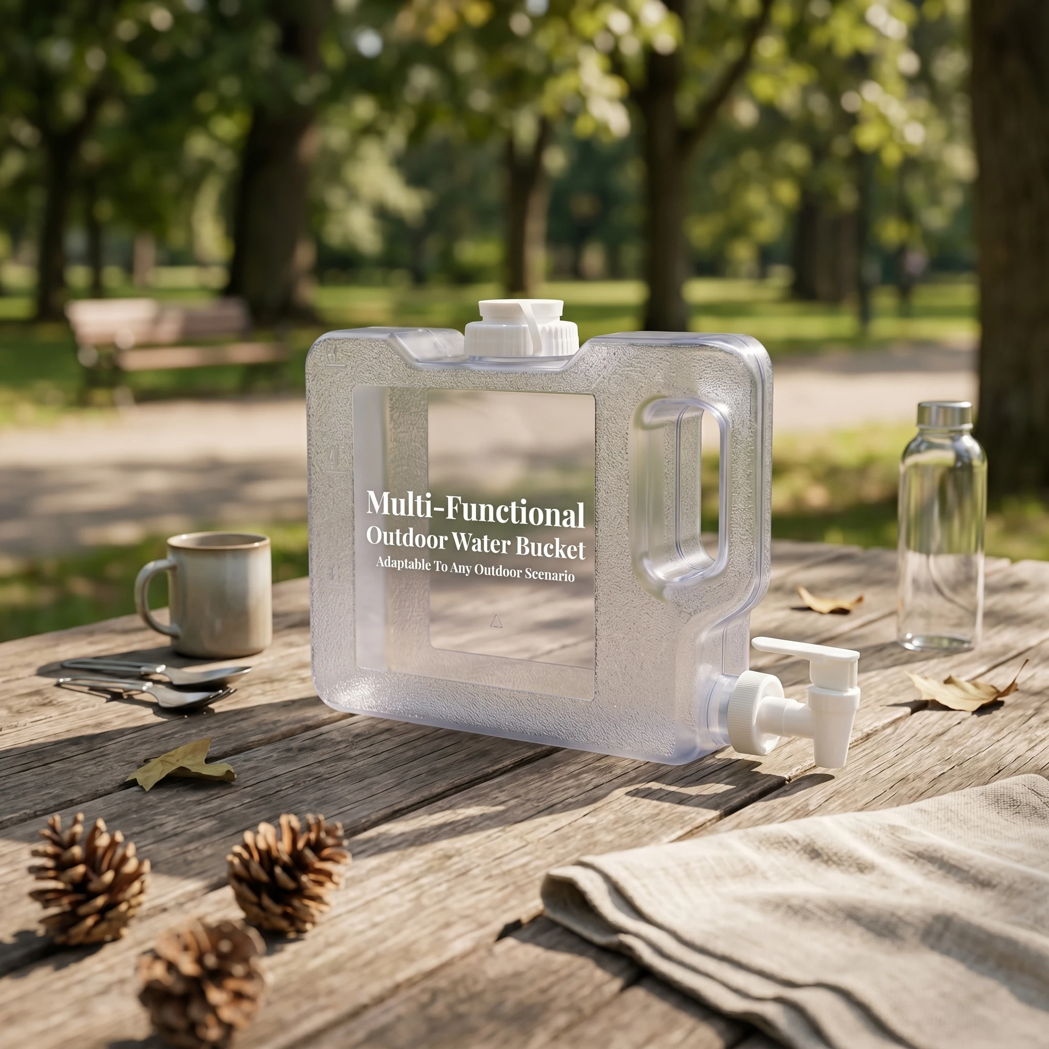 

3-Liter Clear Water Carrier with Handle Portable Water Jug with Spigot Beverage Dispenser for Journeyers
