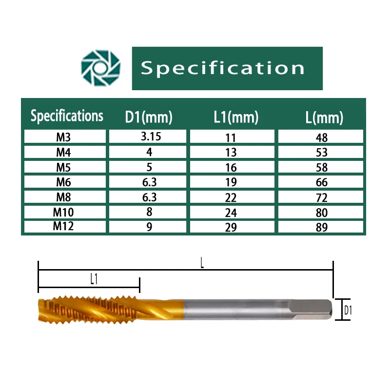 SIQICNC Machine Screw Thread Metric Plug Tap Screw Taps M3-M12 Set Kit Screw Thread Tap Drill M3 M4 M5 M6 M8 M10 M12 Machine Tap