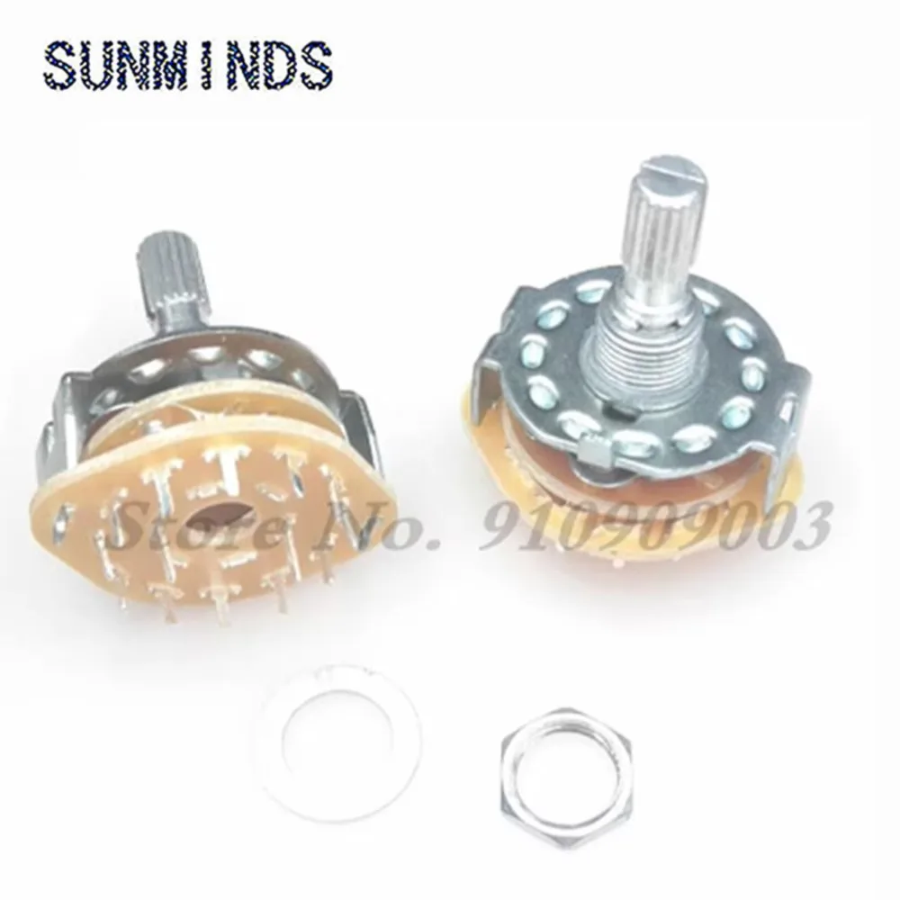 2PCS RS25 Band switch 2P4T 2P5T 2P6T 3P3T 3P4T Mount Rotary Switch Selector Band 2 Pole 5 Position Knob Switch Band Switches
