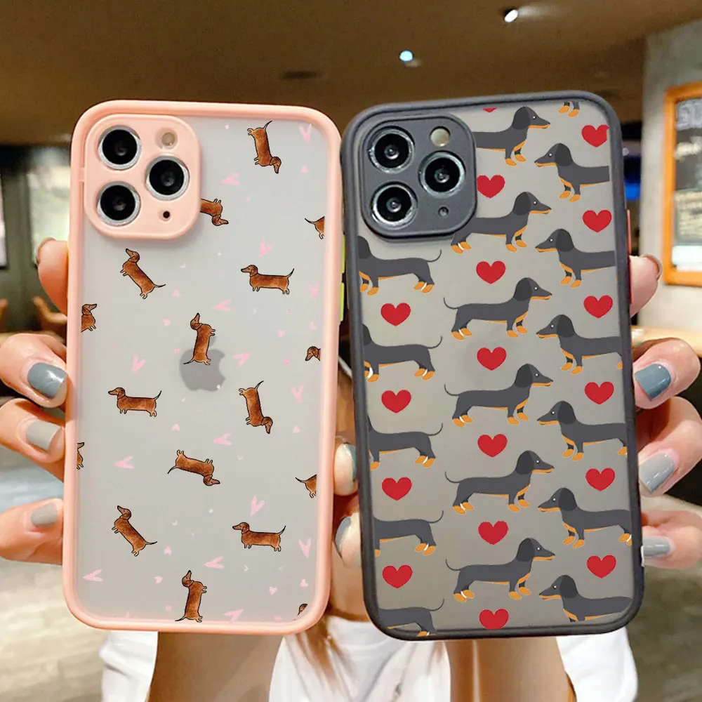 Cute Dachshund Bulldog Phone Case for IPhone 11 12 13 14 15 Pro Max Mini XS XR X SE2 7 8 14Plus Cover Cartoons Dogs Fundas Coque