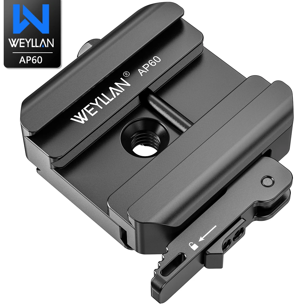 WEYLLAN AP60 Quick Release Clamp 2-in-1 Arca-Swiss & Picatinny Adapter with Safety Lock Anti-Recoil Anti-Shift QD Socket