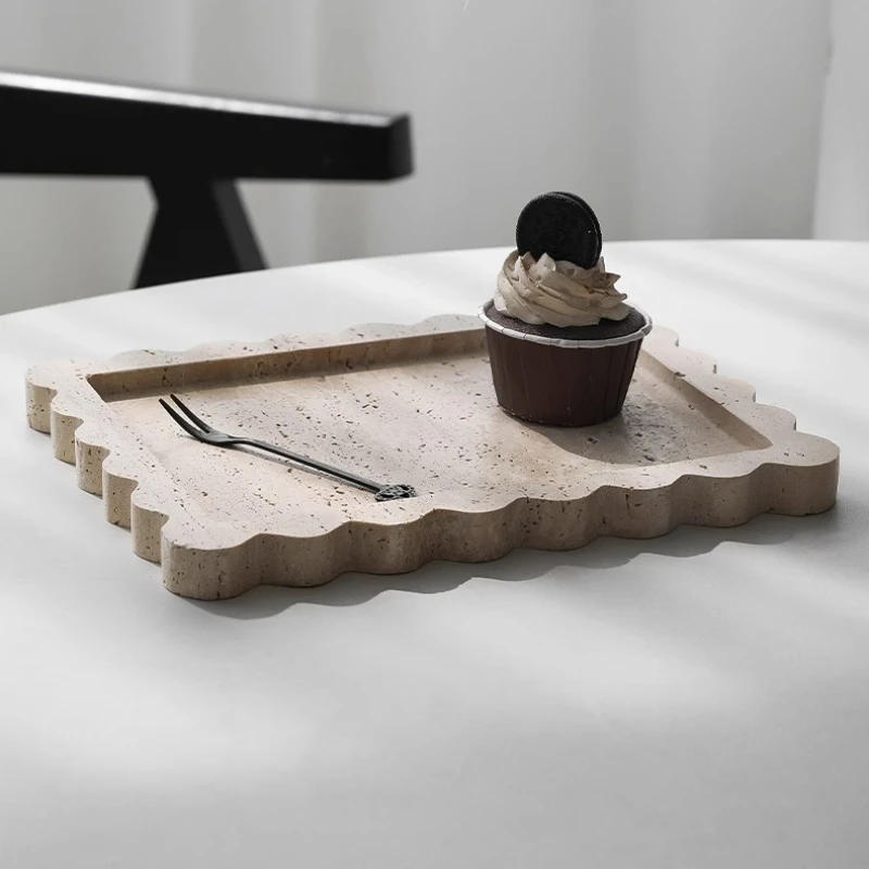 

28x20CM Natural Cave Stone Scallop Fruit Tray Design Ornament Home Hotel Desktop Jewelry Cosmetics Snacks Storage Tray Decorate
